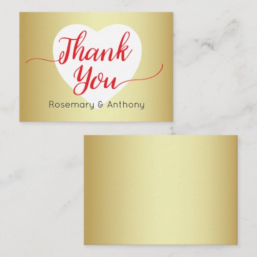 Red Script Calligrafy Dankeschön Karten (Vorne/Hinten)