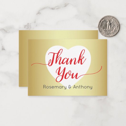 Red Script Calligrafy Dankeschön Karten (Vorderseite/Rückseite Beispiel)