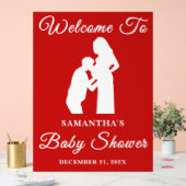 Red Script Christmas Baby Shooting Willkommen Acrylschild (Hochzeit)