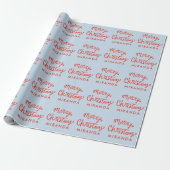 Red Script Custom Frohe Weihnachtswrapping Paper Geschenkpapier (Ungerollt)
