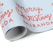 Red Script Custom Frohe Weihnachtswrapping Paper Geschenkpapier (Rolleneckpunkt)
