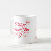 Red Script die schönste Weihnachtszeit Kaffeetasse (Vorderseite Links)