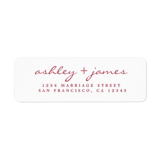 Red Script Elegant Wedding Rücksendeadresse (Vorne)