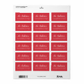 Red Script Family Return Address Label Adressaufkleber (Vorne)