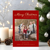 Red Script Foto Christmas Gold Foliday Card Folieneinladung