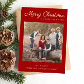 Red Script Foto Christmas Gold Foliday Card Folieneinladung