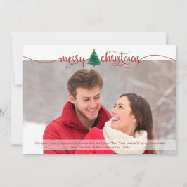 Red Script Frohe Weihnachten und Aquarellbaum