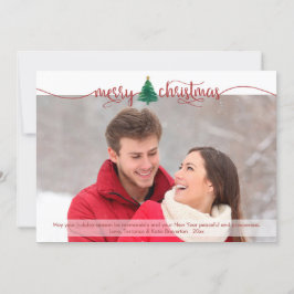 Red Script Frohe Weihnachten und Aquarellbaum