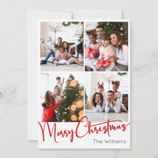 Red Script Frohe Weihnachten Vertical 4 Foto (Vorderseite)
