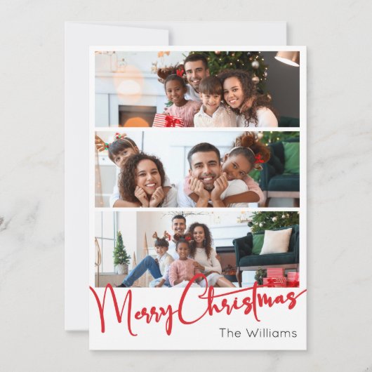Red Script Frohe Weihnachten Vertical 6 Foto (Vorderseite)