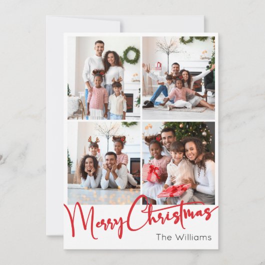 Red Script Frohe Weihnachten Vertical 7 Foto (Vorderseite)