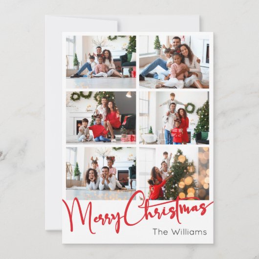 Red Script Frohe Weihnachten Vertical Nine Foto (Vorderseite)