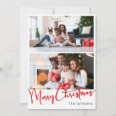 Red Script frohe Weihnachten Vertikal Zwei Foto (Vorderseite)