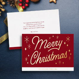 Red Script Gold Foil Weihnachtskarte Folien Feiertagskarte