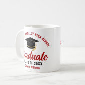 Red Script Graduate Custom Abschluss Gift Kaffeetasse (Vorderseite Links)