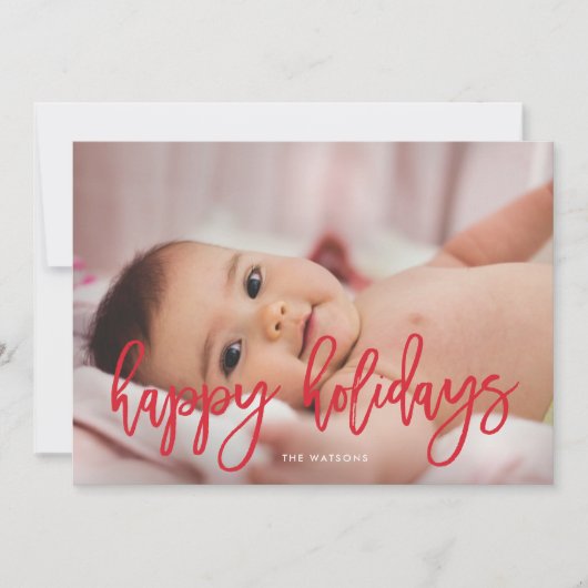 Red Script Happy Holidays Weihnachten Foto (Vorderseite)