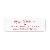 Red Script Heft Weihnachts-Rücksendeadresse Label (Vorne)