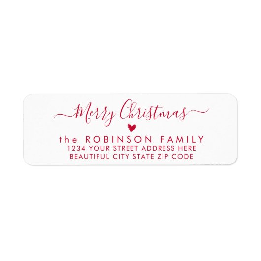 Red Script Heft Weihnachts-Rücksendeadresse Label (Vorne)