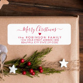 Red Script Heft Weihnachts-Rücksendeadresse Label