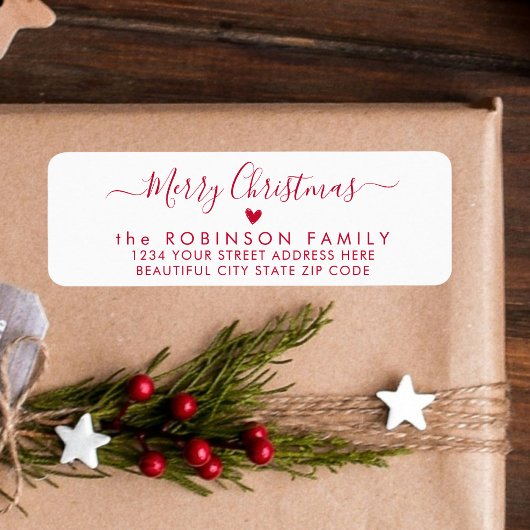 Red Script Heft Weihnachts-Rücksendeadresse Label
