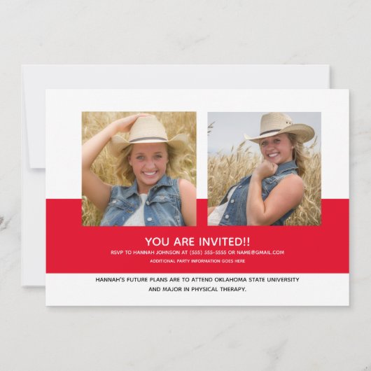 Red Script High School Class 2021 Abschluss Ankündigung (Rückseite)