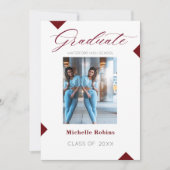 Red Script High School Senior Grad Ankündigung (Vorderseite)