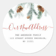 Red script holiday moving announcement