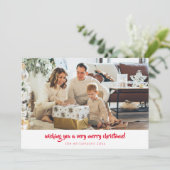 Red Script Minimalistisch Weihnachten 1 Foto Horiz (Stehend Vorderseite)