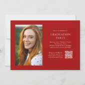 Red Script QR Code 3 Foto Graduation Party Einladung (Rückseite)