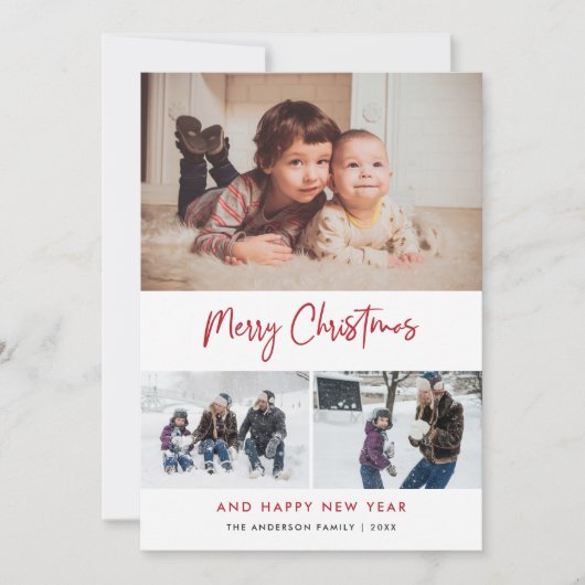 Red Script Stars Weihnachten 3 Foto Collage (Vorderseite)