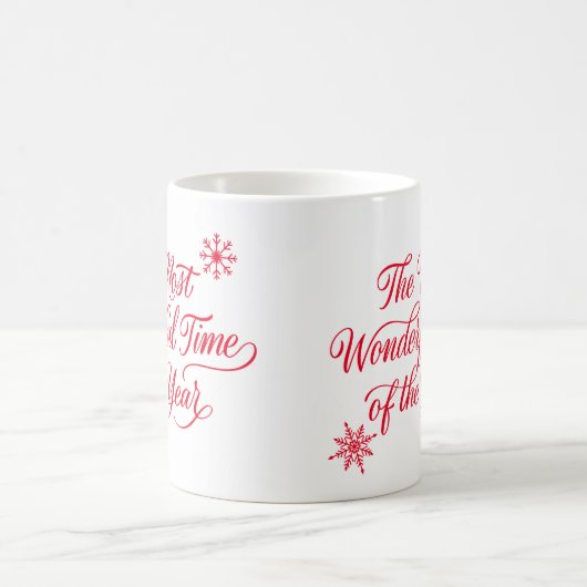 Red Script The Most Wonderful Time Christmas Kaffeetasse (Mittel)