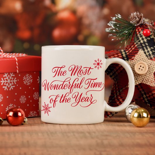Red Script The Most Wonderful Time Christmas Kaffeetasse