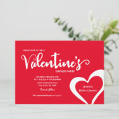 Red Script Valentine Dinner Party Einladung (Stehend Vorderseite)