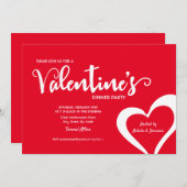 Red Script Valentine Dinner Party Einladung (Vorne/Hinten)