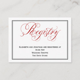 Red Script Wedding Registry Information Card Begleitkarte