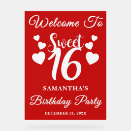 Red Script Weihnachten Sweet 16 Geburtstag Willkom Acrylschild