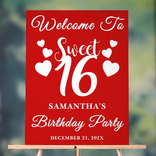 Red Script Weihnachten Sweet 16 Geburtstag Willkom Acrylschild (Neutral)