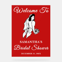 Red Script Weihnachts-Brautparty Willkommen Acrylschild