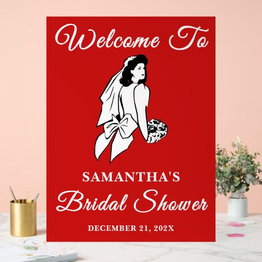 Red Script Weihnachts-Brautparty Willkommen Acrylschild (Hochzeit)