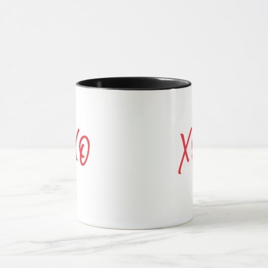 Red Script XOXO Valentinstag Kaffee Tasse (Zentrum)