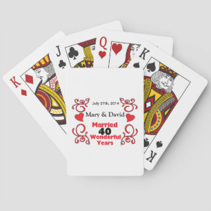 Red Scroll & Hörnamen & Datum 40 Jahre Jubiläum Spielkarten