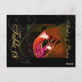 Red Scroll Masquerade Table Platzkarte Postkarte (Rückseite)