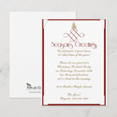 Red Scroll mit Small Gold Weihnachtsbaum Einladung (Vorne/Hinten)