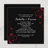 Red Scroll Moderne Goth Wedding Einladungen (Vorne/Hinten)