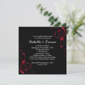Red Scroll Moderne Goth Wedding Einladungen (Stehend Vorderseite)