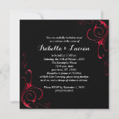 Red Scroll Moderne Goth Wedding Einladungen (Vorderseite)