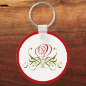 Red Scroll Rose Schlüsselanhänger (Vorderseite)