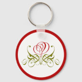Red Scroll Rose Schlüsselanhänger (Rückseite)