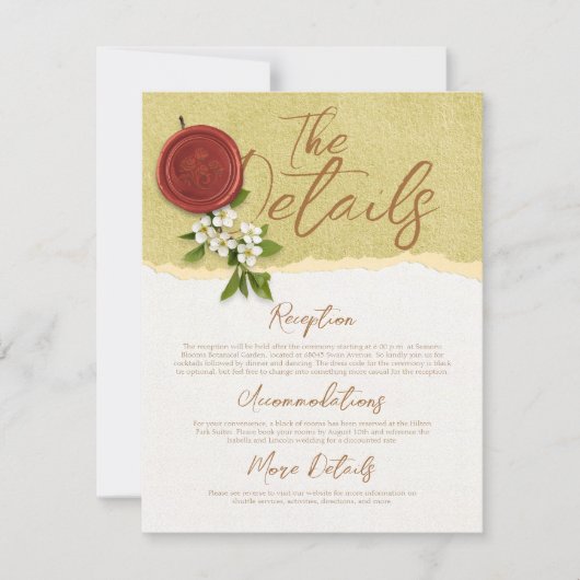Red Seal Wedding Details Card Einladung (Vorderseite)