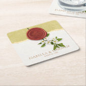 Red Seal Wedding Paper Coaster Rechteckiger Pappuntersetzer (angewinkelt)